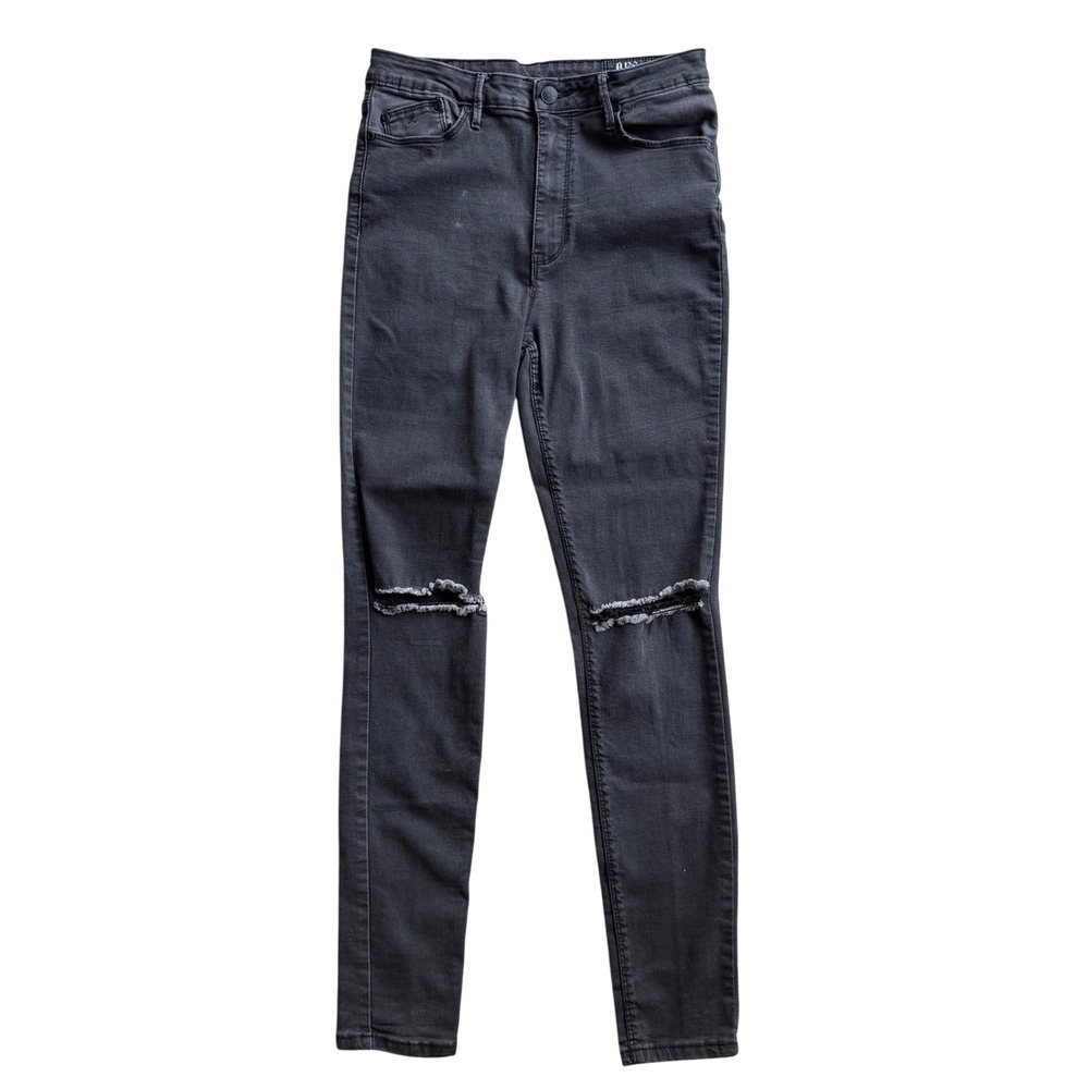 RES Denim Skinny Jeans Distressed Ripped Knee Black Grunge Streetwear Size 30